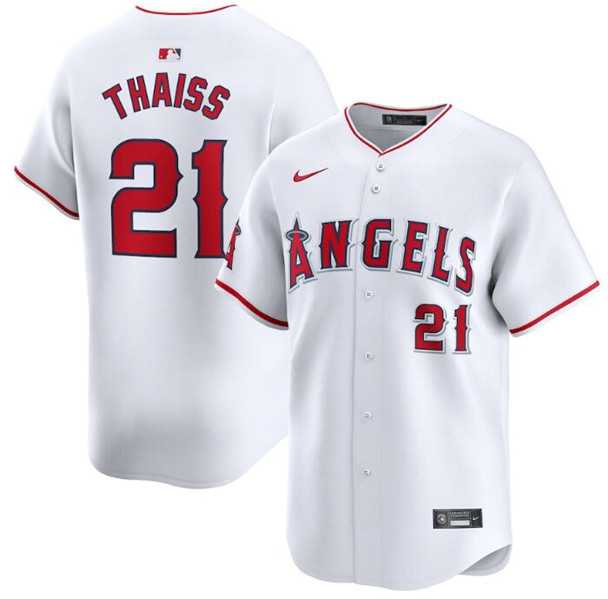 Mens Los Angeles Angels #21 Matt Thaisse White Home Limited Baseball Stitched Jersey Dzhi